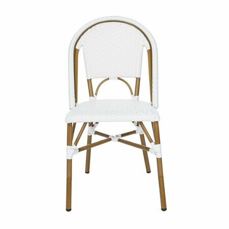 SAFAVIEH Salcha Side Chair, White & Light Brown FOX5210L-SET2